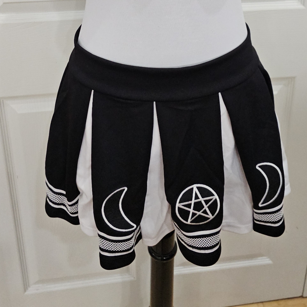 Dolls Kill Trickz N Treatz Black & White Witchy Coven Cheerleader Costume Set M - Picture 6 of 7